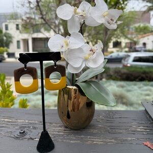 Yellow and Brown buffalo horn lacquer Earrings
